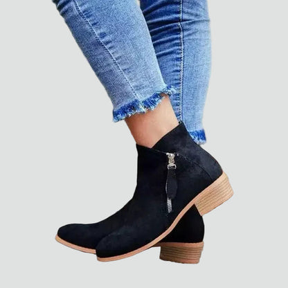 Effortless Booties for Women with Pointed Toe Side Zip Block Heel Ankle Boot Style