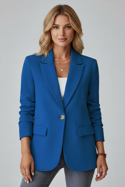 Elegant Red Blazer for Women with Notched Lapel Single Button Fitted Tailored Office Style