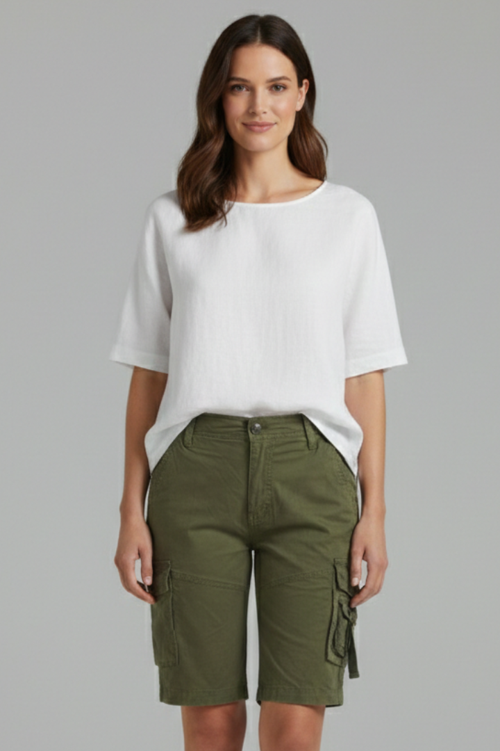 Stylish Cargo Shorts for Women with High Waist Multi Pocket Belt Loop Utility Casual Style