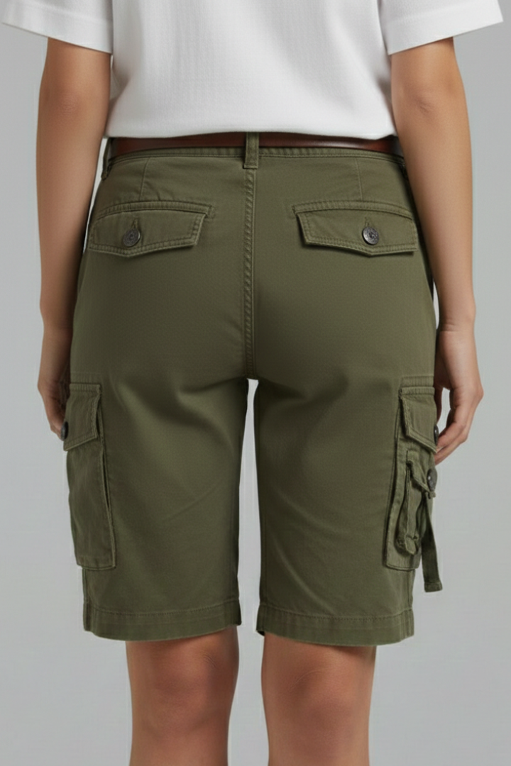 Stylish Cargo Shorts for Women with High Waist Multi Pocket Belt Loop Utility Casual Style