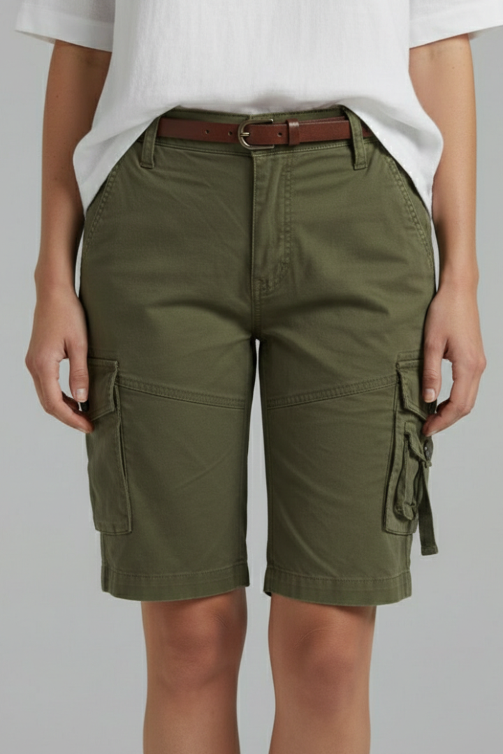 Stylish Cargo Shorts for Women with High Waist Multi Pocket Belt Loop Utility Casual Style