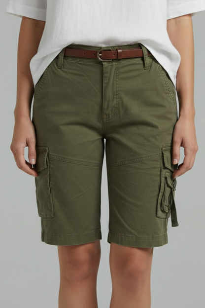 Stylish Cargo Shorts for Women with High Waist Multi Pocket Belt Loop Utility Casual Style