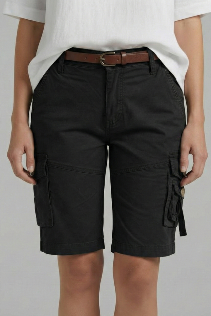 Stylish Cargo Shorts for Women with High Waist Multi Pocket Belt Loop Utility Casual Style