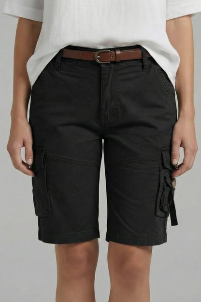 Stylish Cargo Shorts for Women with High Waist Multi Pocket Belt Loop Utility Casual Style