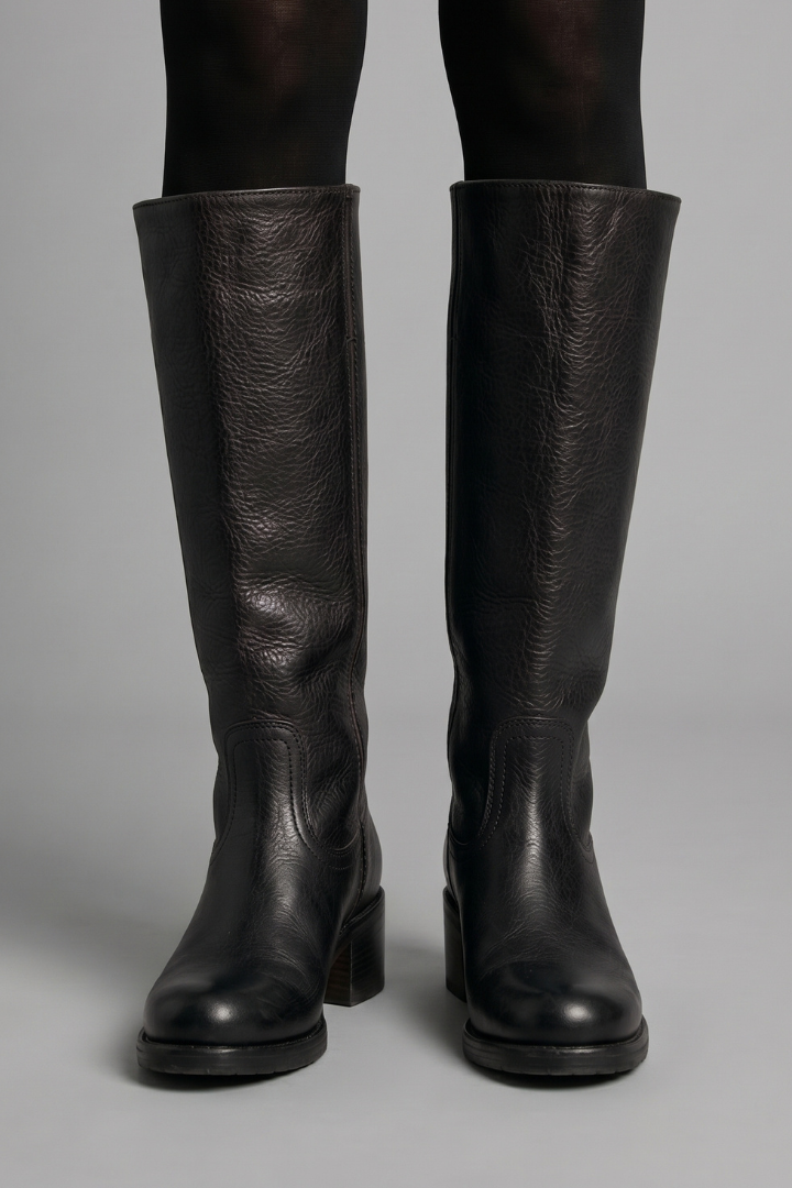 Bold Red Knee High Boots for Women with Round Toe Block Heel Leather Tall Fall Style