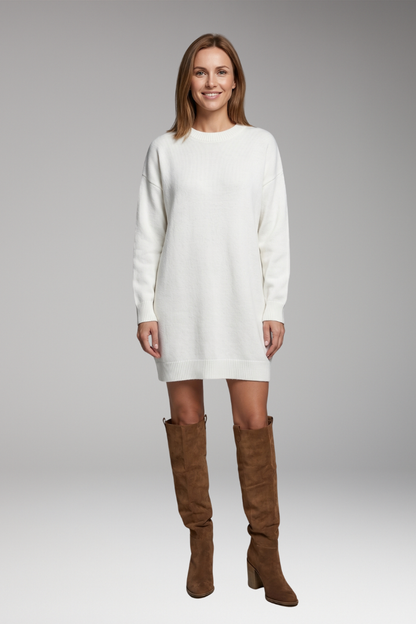 Stylish Knee High Boots for Women with Round Toe Suede Shaft Flat Tall Riding Style