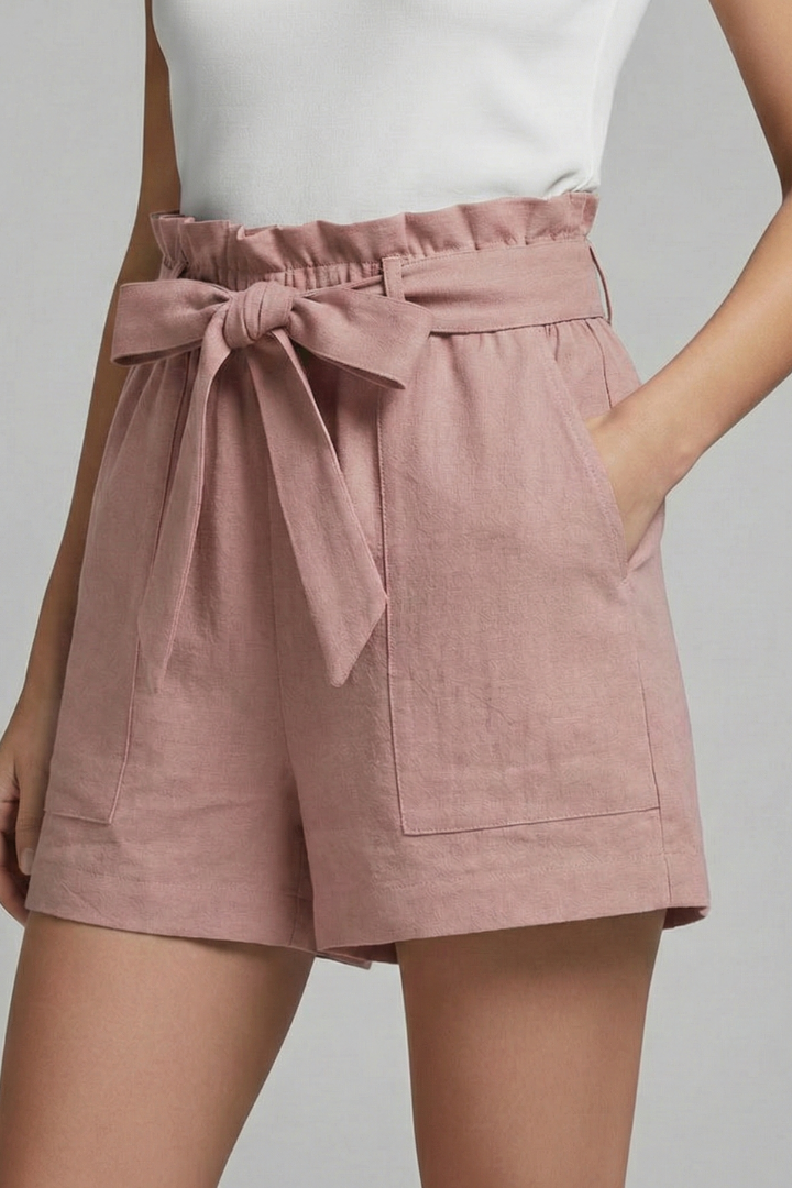 Effortless Black Paperbag Shorts for Women with High Waist Tie Belt Relaxed Casual Style