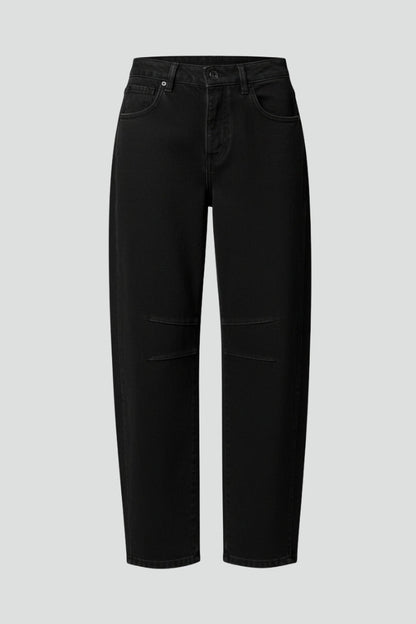 Effortless Black Jeans for Women with High Waist Relaxed Barrel Leg Tapered Style