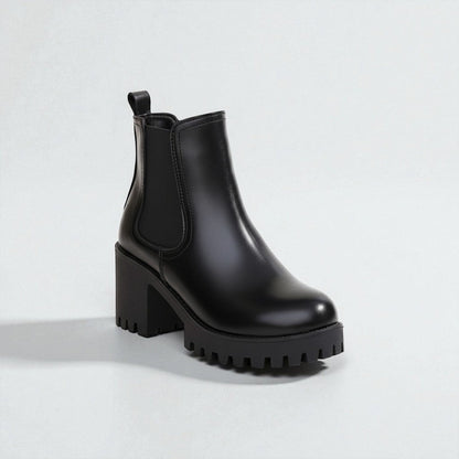 Stylish Brown Chelsea Boots for Women with Chunky Lug Sole Block Heel Ankle Style