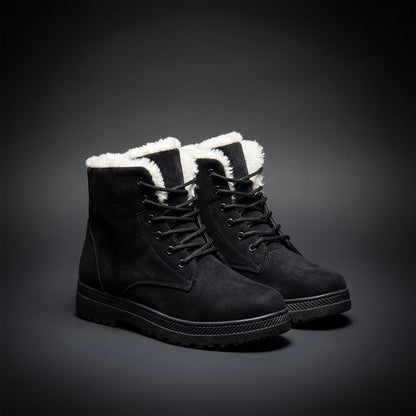 Cozy Faux Fur Lined Winter Boots for Women with Lace Up Ankle Lug Sole Casual Style