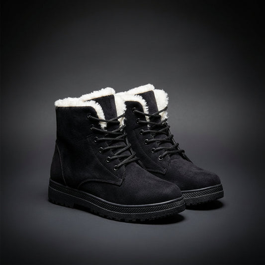 Cozy Faux Fur Lined Winter Boots for Women with Lace Up Ankle Lug Sole Casual Style