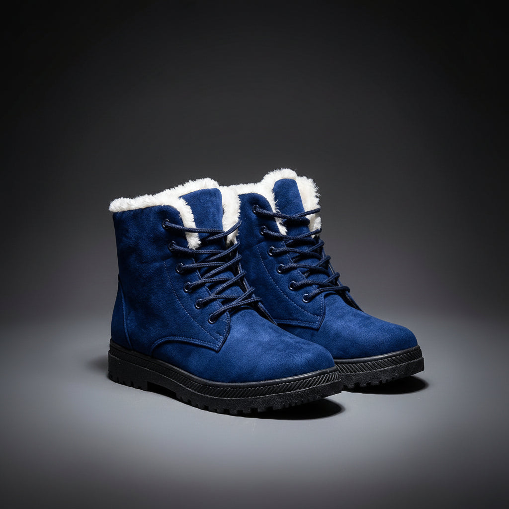 Cozy Faux Fur Lined Winter Boots for Women with Lace Up Ankle Lug Sole Casual Style