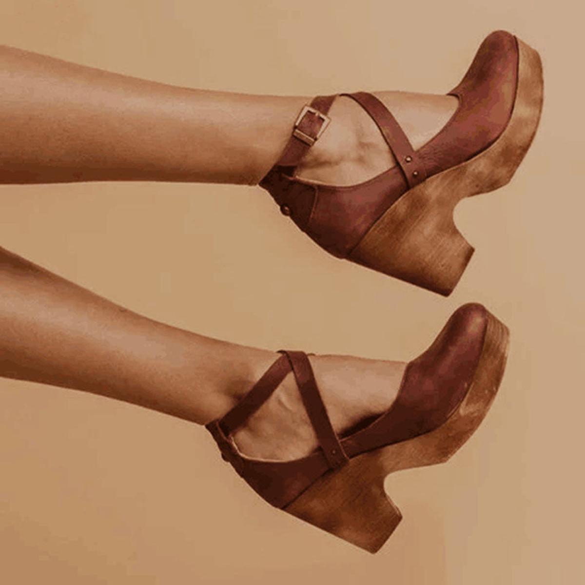 Elegant Heels for Women with Round Toe Cross Strap Mary Jane Block Heel Vintage Style
