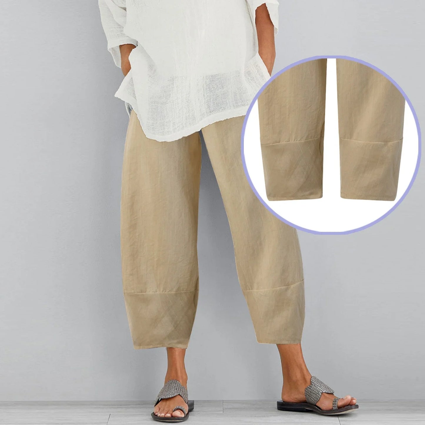 Effortless Linen Pants for Women with High Waist Cropped Wide Leg Relaxed Casual Style