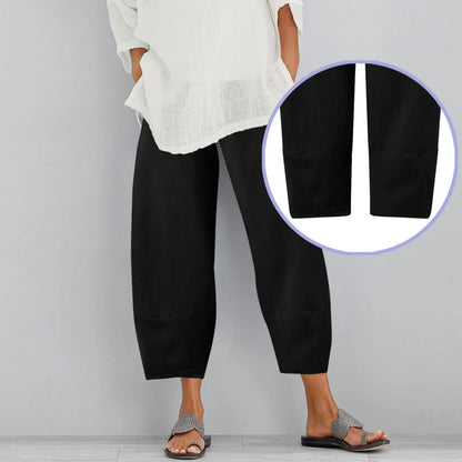 Effortless Linen Pants for Women with High Waist Cropped Wide Leg Relaxed Casual Style