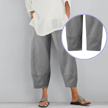 Effortless Linen Pants for Women with High Waist Cropped Wide Leg Relaxed Casual Style