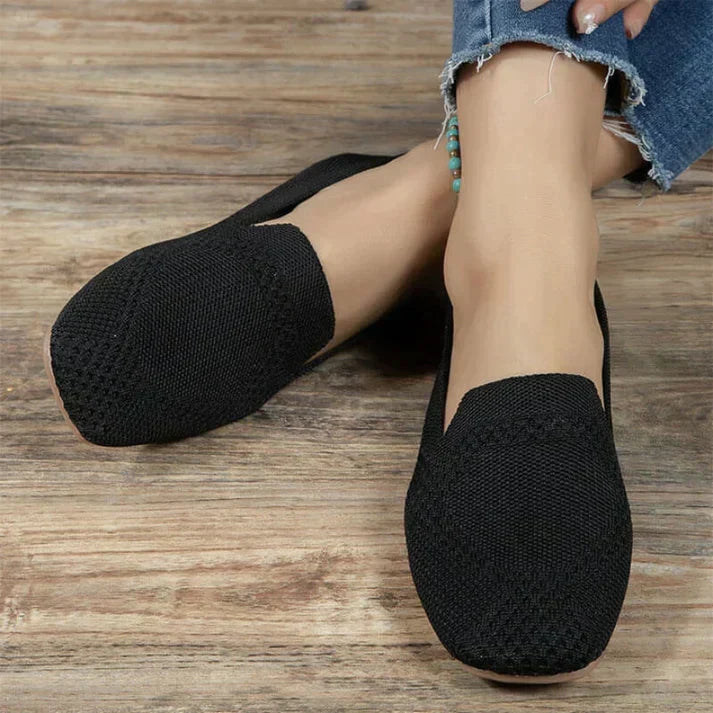 Comfortable Flats for Women with Pointed Toe Knit Slip On Casual Loafer Style