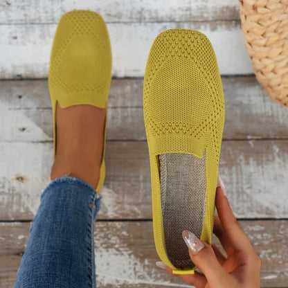 Comfortable Flats for Women with Pointed Toe Knit Slip On Casual Loafer Style