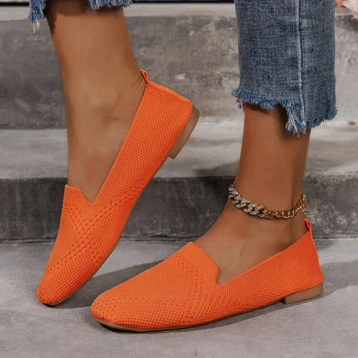 Comfortable Flats for Women with Pointed Toe Knit Slip On Casual Loafer Style