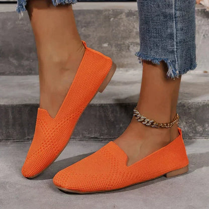 Comfortable Flats for Women with Pointed Toe Knit Slip On Casual Loafer Style