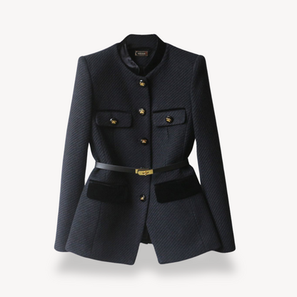 Elegant Peplum Blazer for Women with Long Sleeve Belted Button Front