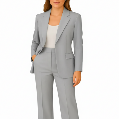 Elegant Single Breasted Pants Suit Set for Women with Classic Fit Two Piece
