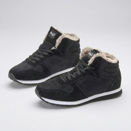 Warm Winter Boots for Men with Round Toe Lace Up Fleece Lined High Top Snow Style