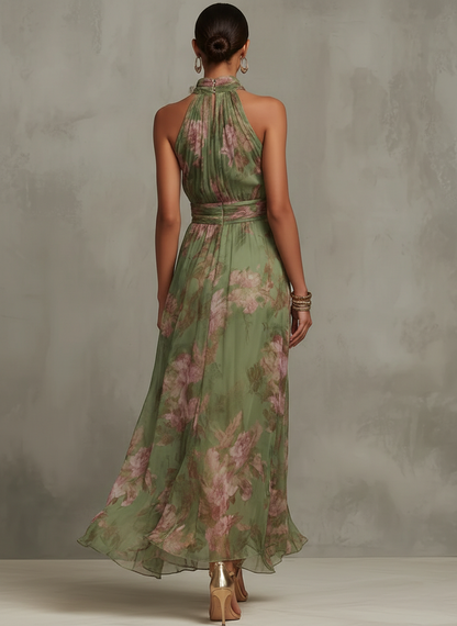 Savannah | Elegant Boho Green Maxi Dress for Formal Wedding Guest Style