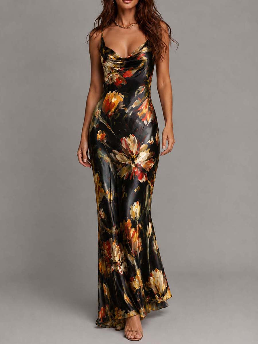 Effortless Floral Maxi Dress for Women with V-Neck Tiered Skirt Casual Summer Style