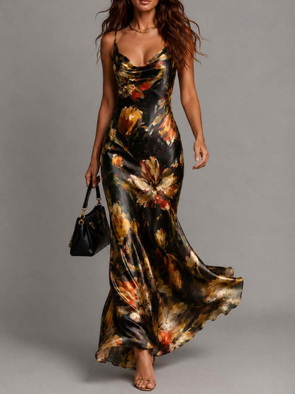 Effortless Floral Maxi Dress for Women with V-Neck Tiered Skirt Casual Summer Style