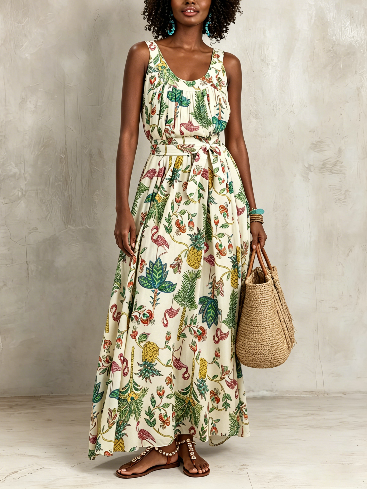 Effortless Floral Maxi Dress for Women with V-Neck Tiered Skirt Casual Summer Style