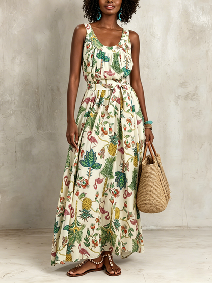 Effortless Floral Maxi Dress for Women with V-Neck Tiered Skirt Casual Summer Style