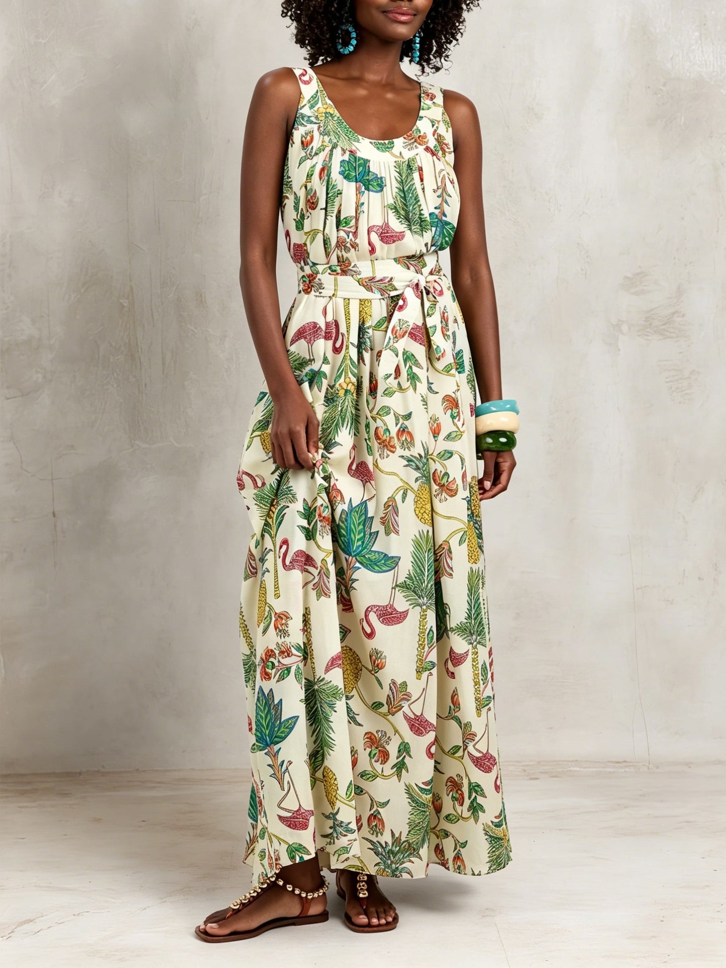 Effortless Floral Maxi Dress for Women with V-Neck Tiered Skirt Casual Summer Style