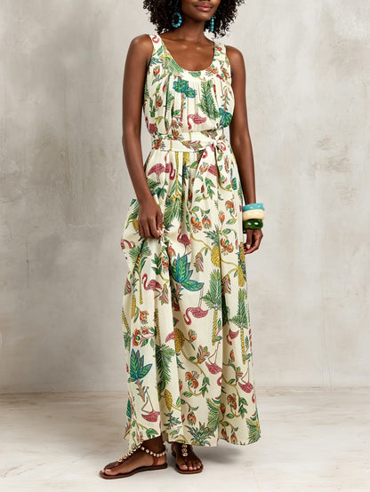 Effortless Floral Maxi Dress for Women with V-Neck Tiered Skirt Casual Summer Style