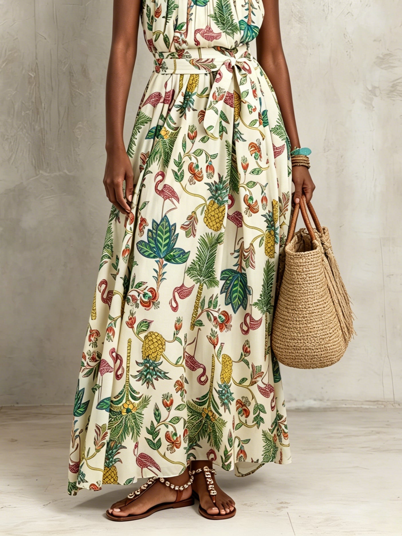 Effortless Floral Maxi Dress for Women with V-Neck Tiered Skirt Casual Summer Style