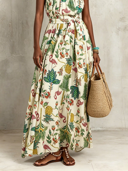 Effortless Floral Maxi Dress for Women with V-Neck Tiered Skirt Casual Summer Style