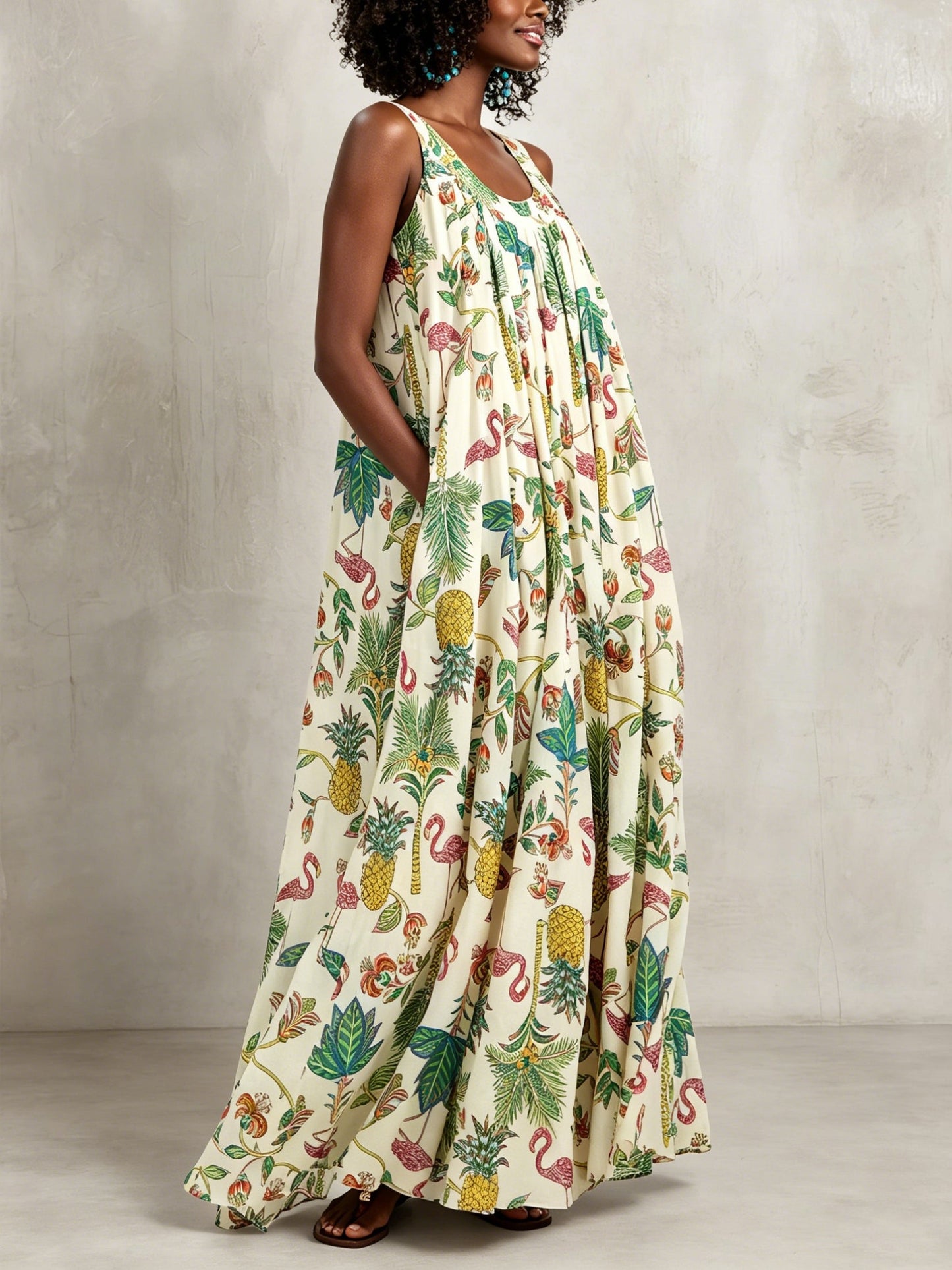 Effortless Floral Maxi Dress for Women with V-Neck Tiered Skirt Casual Summer Style