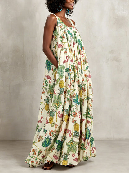 Effortless Floral Maxi Dress for Women with V-Neck Tiered Skirt Casual Summer Style