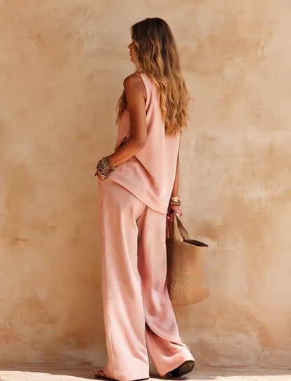 Effortless One Shoulder Jumpsuit for Women with Draped Wide Leg Flowing Style