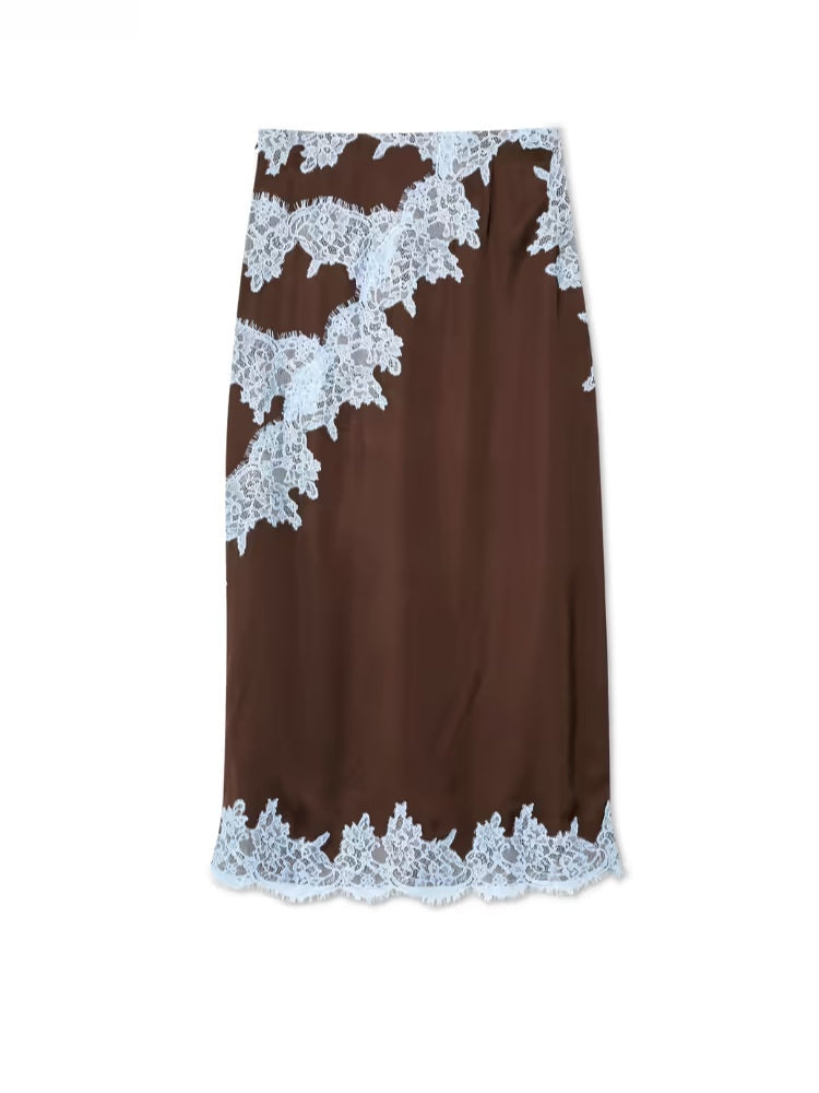 Elegant Brown Maxi Dress for Women with V Neck Halter Tie Dye Print Side Slit Flowing Style