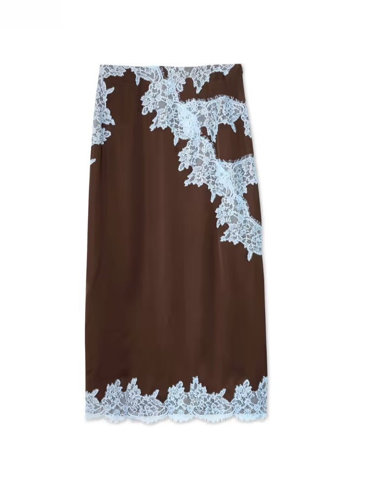 Elegant Brown Maxi Dress for Women with V Neck Halter Tie Dye Print Side Slit Flowing Style
