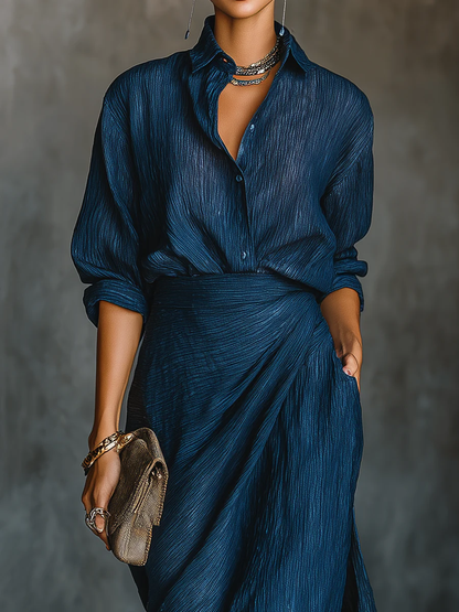 Elegant Draped Maxi Two Piece Set for Formal Wedding Guest Style