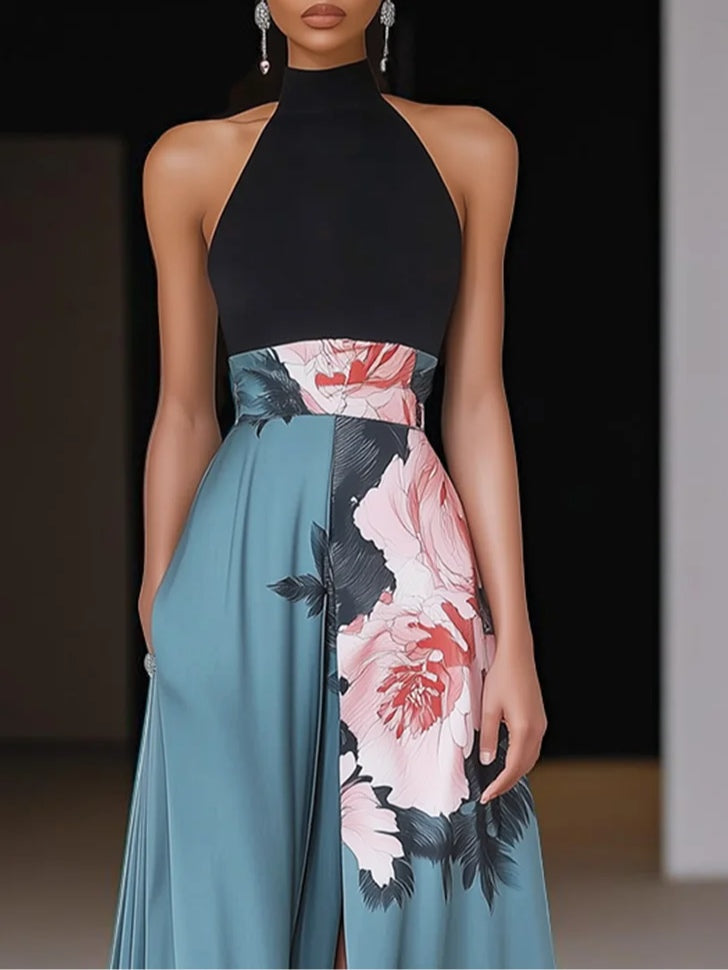 Aria | Women Floral Crew Neck Sleeveless Maxi Dress