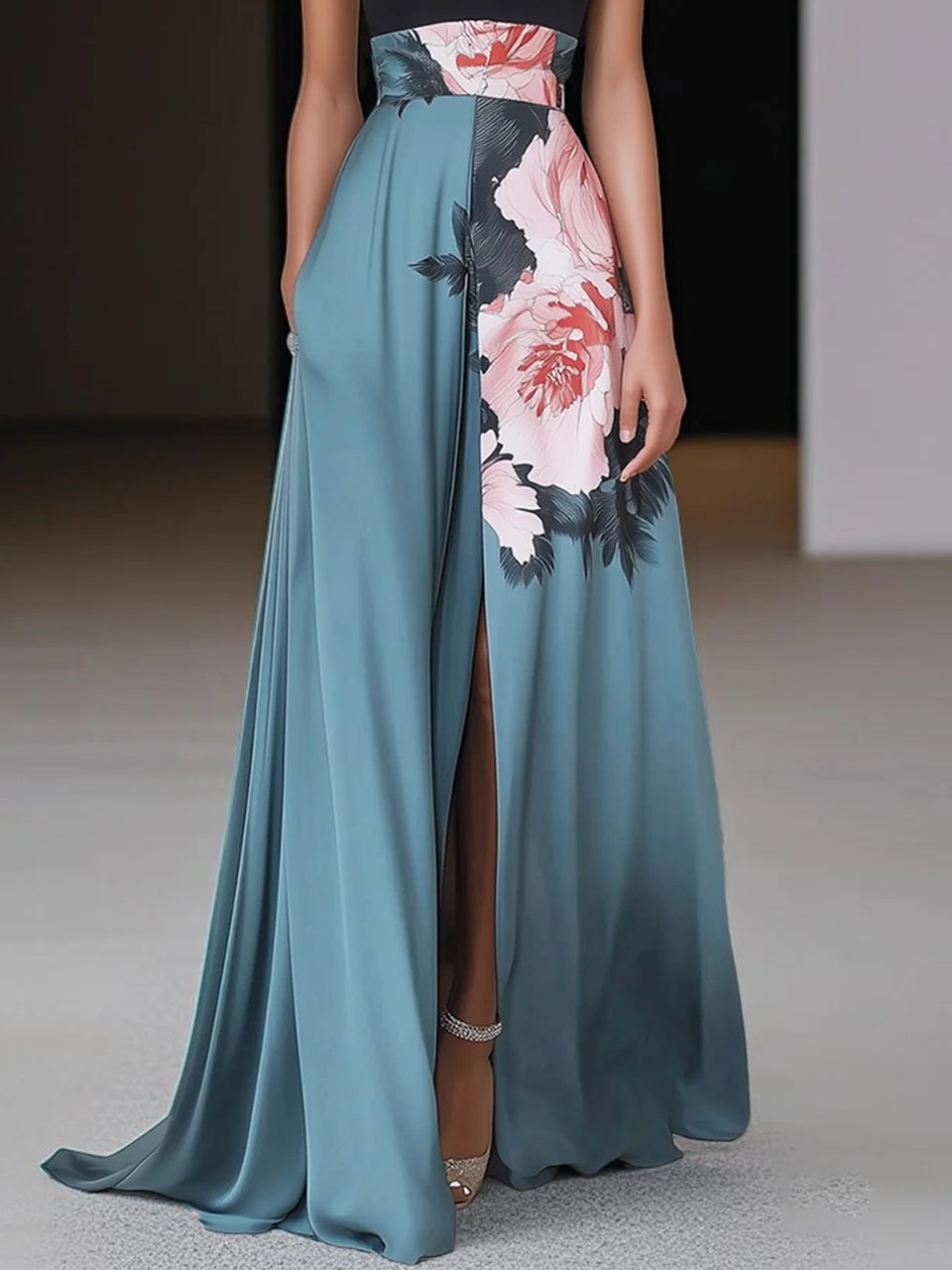 Aria | Women Floral Crew Neck Sleeveless Maxi Dress