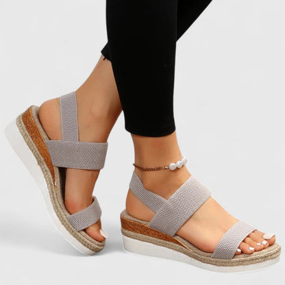 Comfortable Orthopedic Sandals for Women with Elastic Strap Espadrille Wedge Platform Style