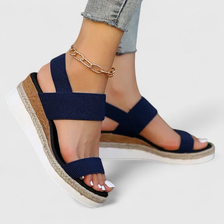 Comfortable Orthopedic Sandals for Women with Elastic Strap Espadrille Wedge Platform Style