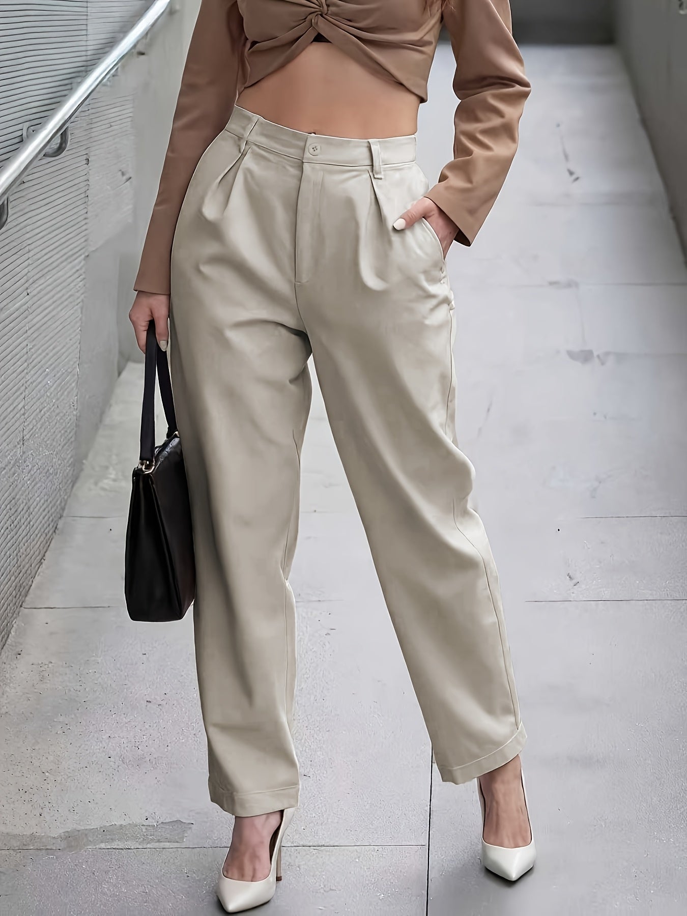 Effortless Wide Leg Trousers for Women with High Waist Pleated Tapered Relaxed Casual Style