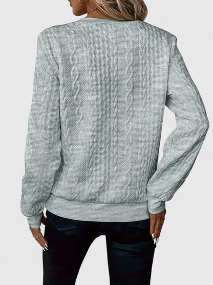 Comfortable Cable Knit Sweater for Women with Crew Neck Quarter Zip Long Sleeve Relaxed Style