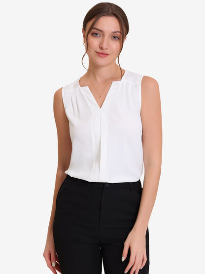 Effortless Blouses for Women with V Neck Sleeveless Relaxed Flowing Tank Top Style