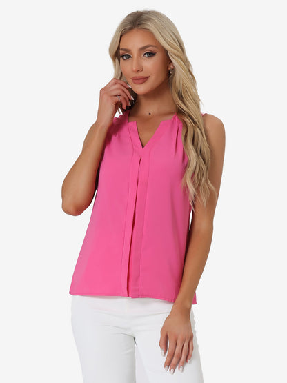 Effortless Blouses for Women with V Neck Sleeveless Relaxed Flowing Tank Top Style